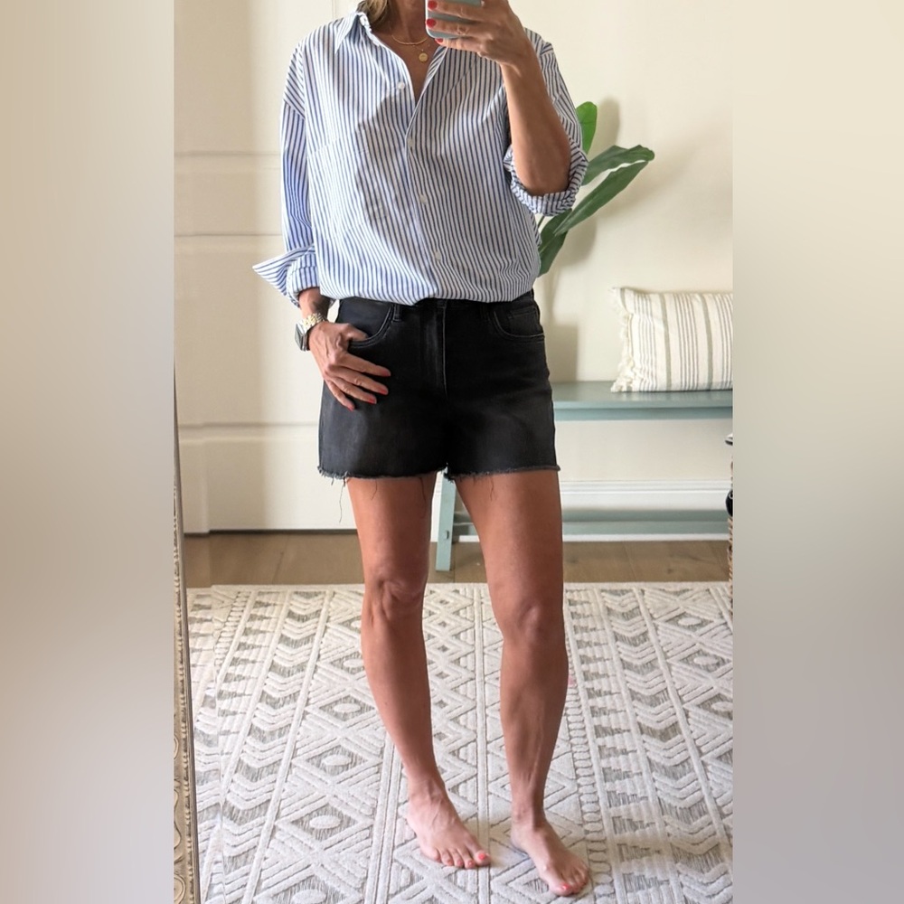 Black washed  denim cut off shorts. Size 27.